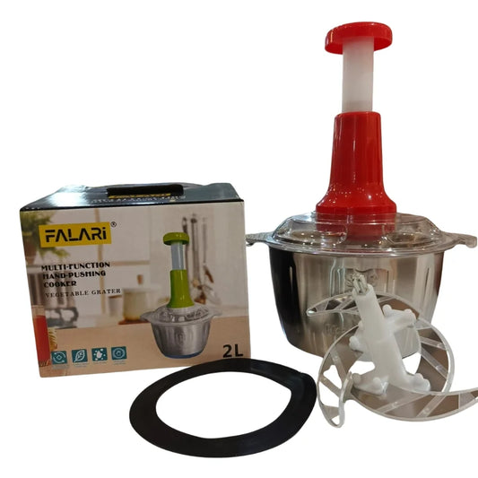 2L Manual Food Chopper | Stainless Steel Bowl & 4 Blades