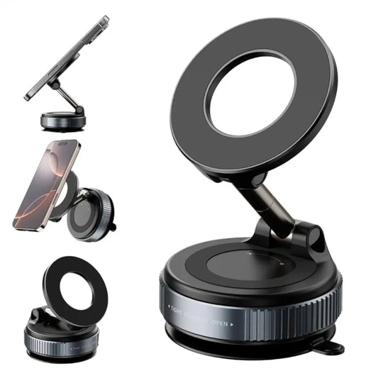 Foldable Magnetic Car Phone Holder | 360° Rotating Suction Mount | Universal