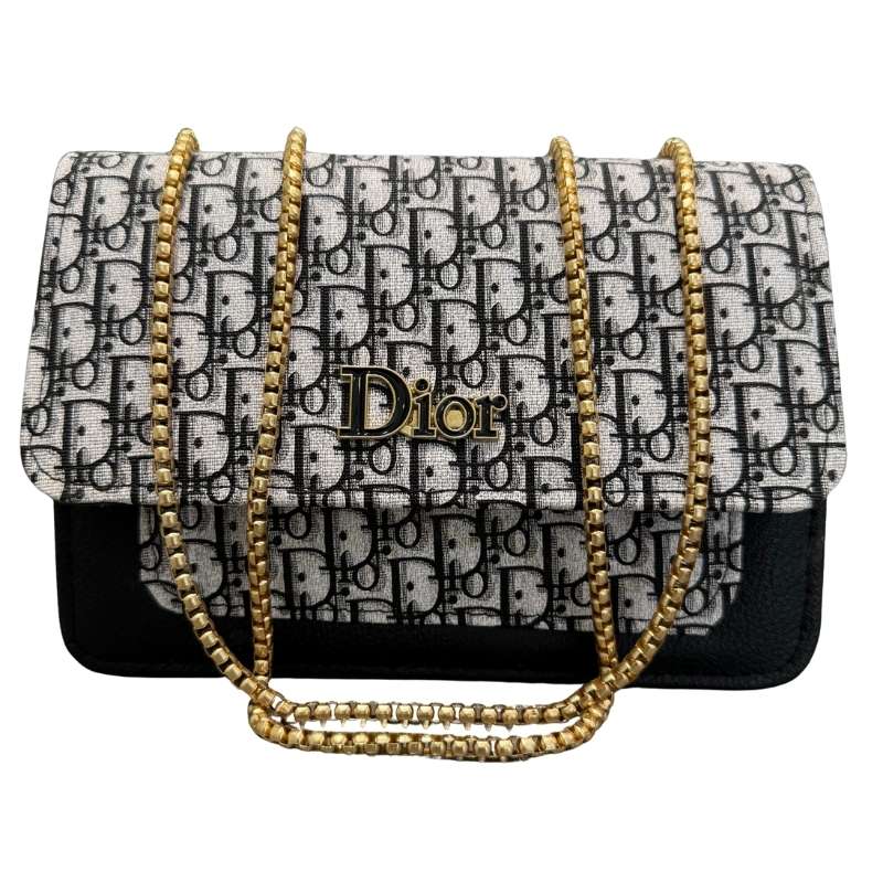Dior Oblique Canvas & Black Leather Flap Clutch – Timeless Designer Statement Piece