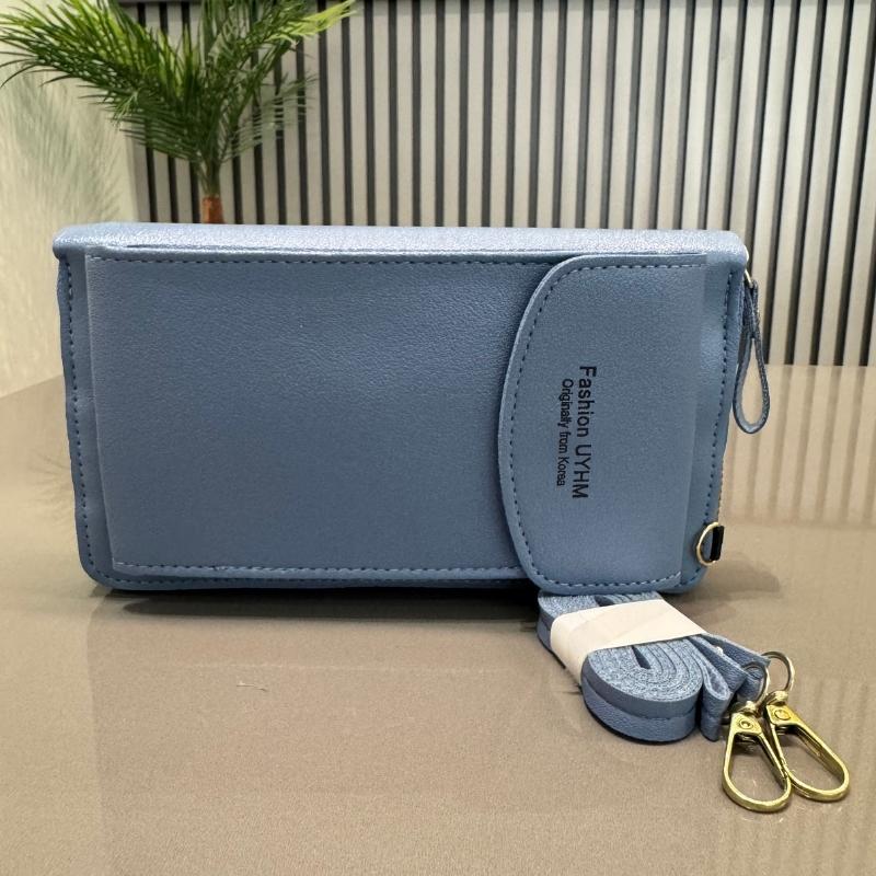 Portable Soft Leather Women’s Crossbody Bag | Wallet & Mobile Phone Purse | Light Blue