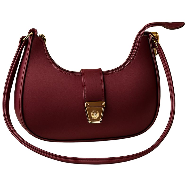 Crescent Leather Luxury Shoulder Bag for Women | Skin Color