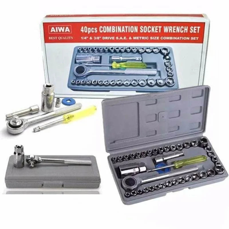 40pcs Aiwa Socket Wrench Tool Kit | Stainless Steel, Durable, Multi-Purpose