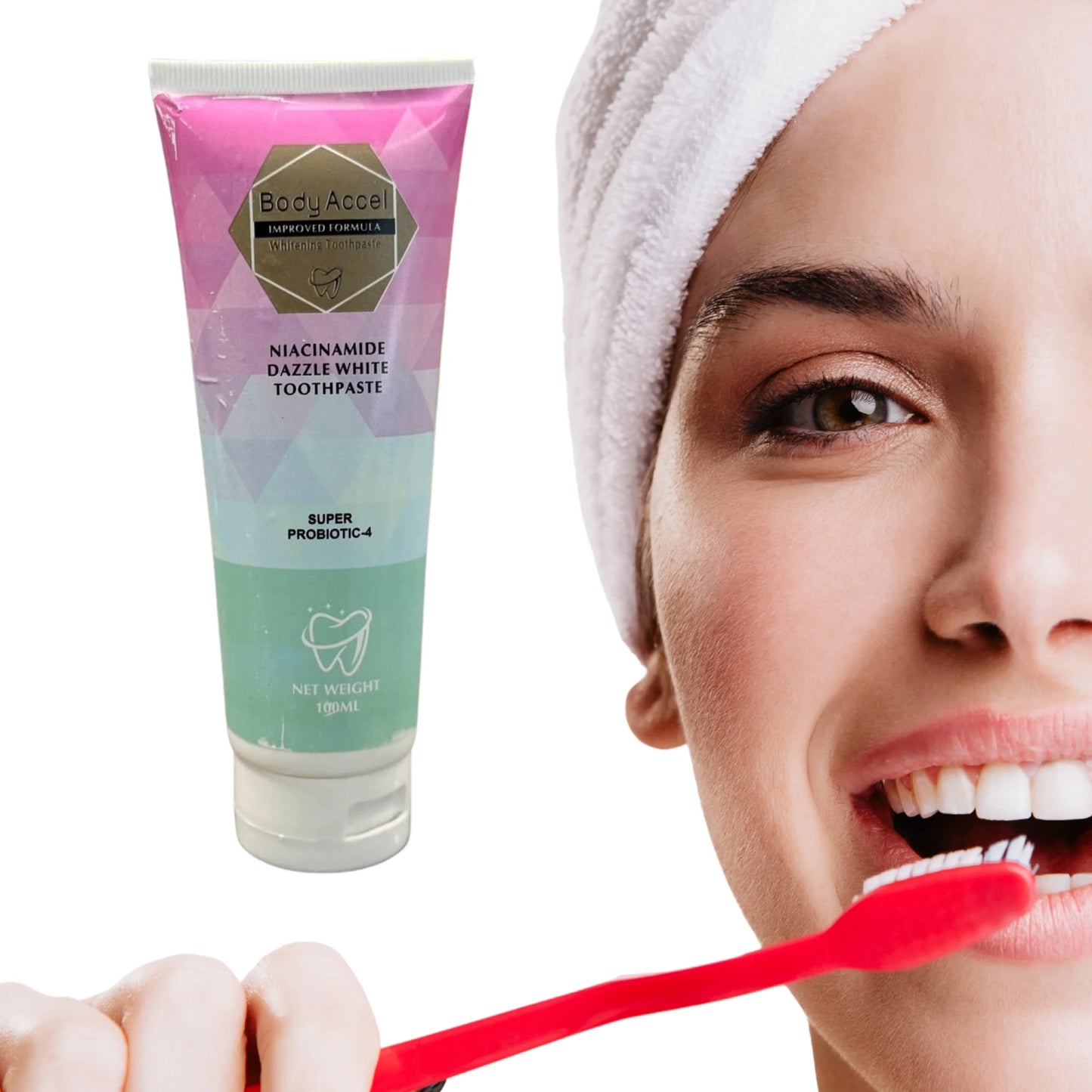 Body Accel Whitening Toothpaste | Niacinamide & Probiotics | 100ml