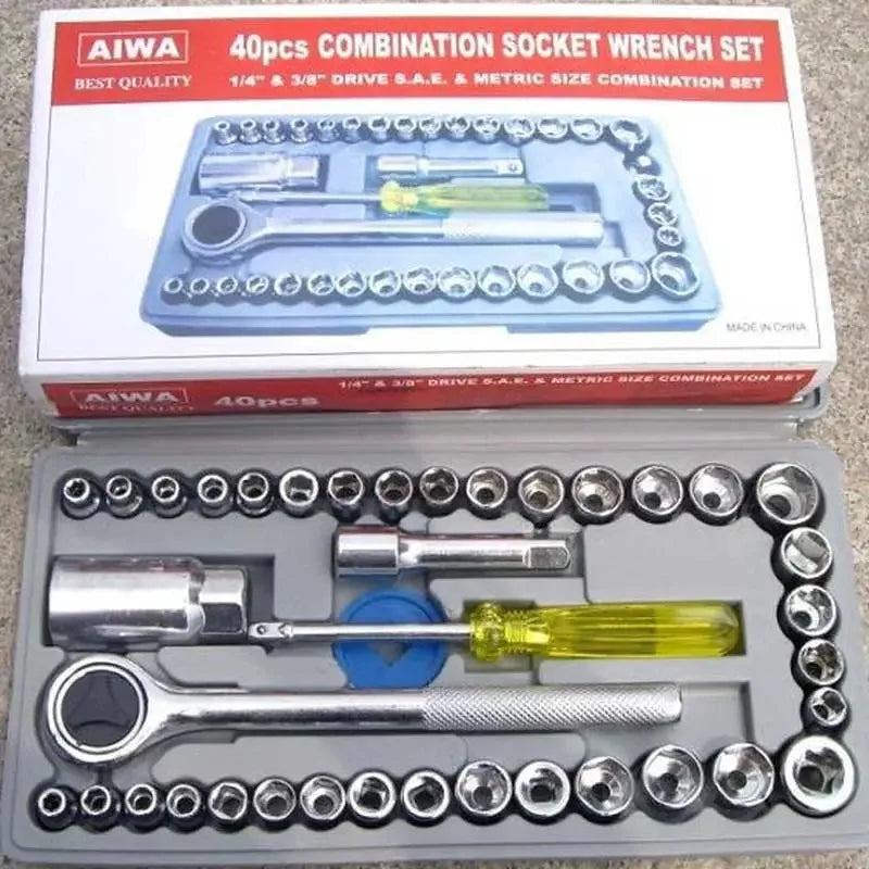 40pcs Aiwa Socket Wrench Tool Kit | Stainless Steel, Durable, Multi-Purpose