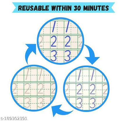 4 in 1 Sank Magic Book | Reusable Magic Practice Copy Book | 4 books + 1 Pen + 10 Refills +1 Grip