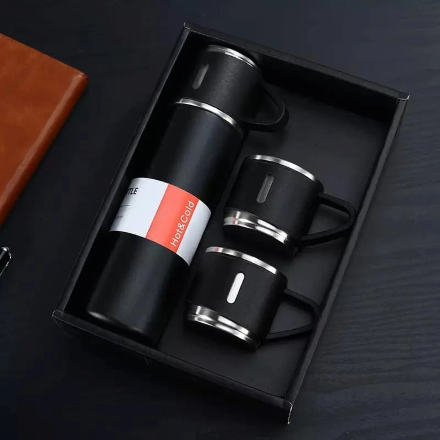 3 Cup 500ML Double-Layer Stainless Steel Vacuum Flask Set | Hot & Cold | Random Color