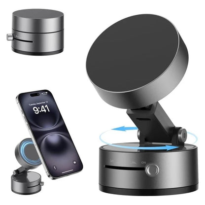 Magnetic Wireless  Phone Holder with Vacuum Suction Cup | Foldable, Strong Magnetic Grip for Maximum Phone Security