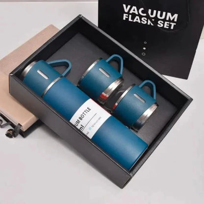 3 Cup 500ML Double-Layer Stainless Steel Vacuum Flask Set | Hot & Cold | Random Color