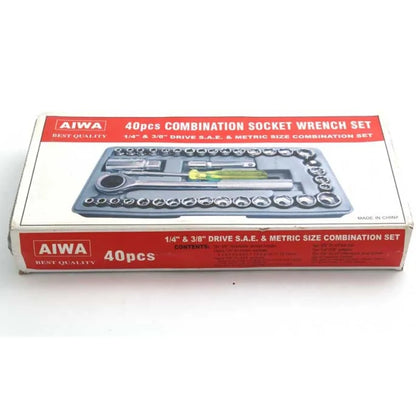 40pcs Aiwa Socket Wrench Tool Kit | Stainless Steel, Durable, Multi-Purpose