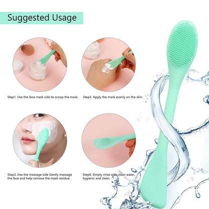 Double-Ended Silicone Face Mask & Cleansing Brush | Soft, Reusable Skin Care Applicator Tool (Pack of 2)