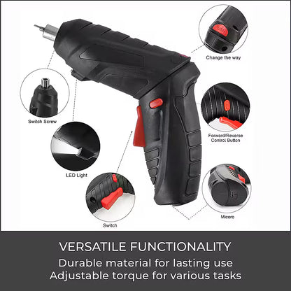 47-Piece Foldable Wireless Electric Screwdriver Set | 1500mAh | Adjustable Torque | Compact & Durable – Black