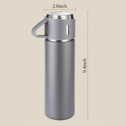 3 Cup 500ML Double-Layer Stainless Steel Vacuum Flask Set | Hot & Cold | Random Color