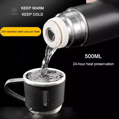 3 Cup 500ML Double-Layer Stainless Steel Vacuum Flask Set | Hot & Cold | Random Color