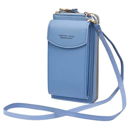 Portable Soft Leather Women’s Crossbody Bag | Wallet & Mobile Phone Purse | Light Blue