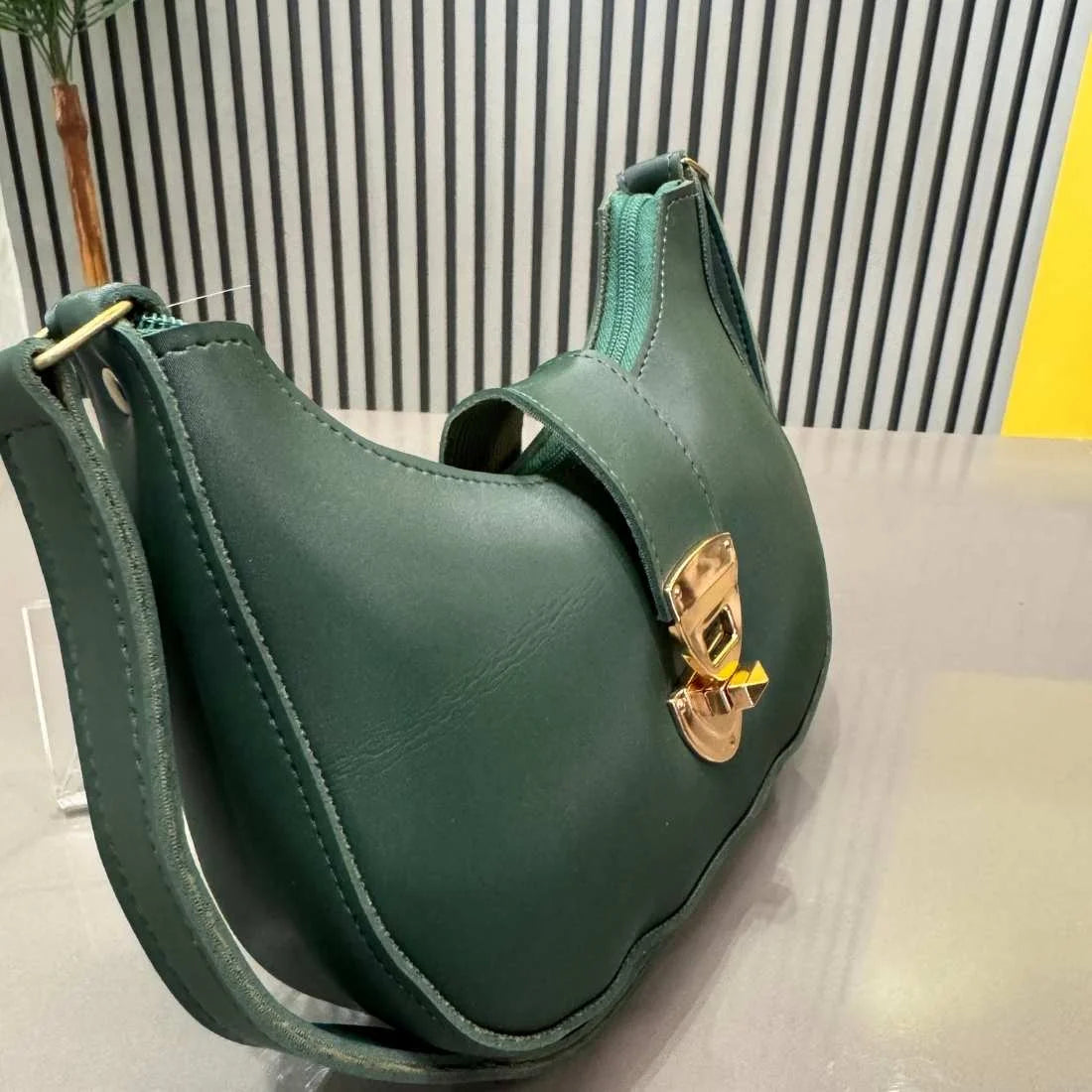 Crescent Leather Luxury Shoulder Bag for Women | Skin Color
