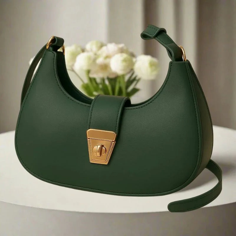 Crescent Leather Luxury Shoulder Bag for Women | Skin Color